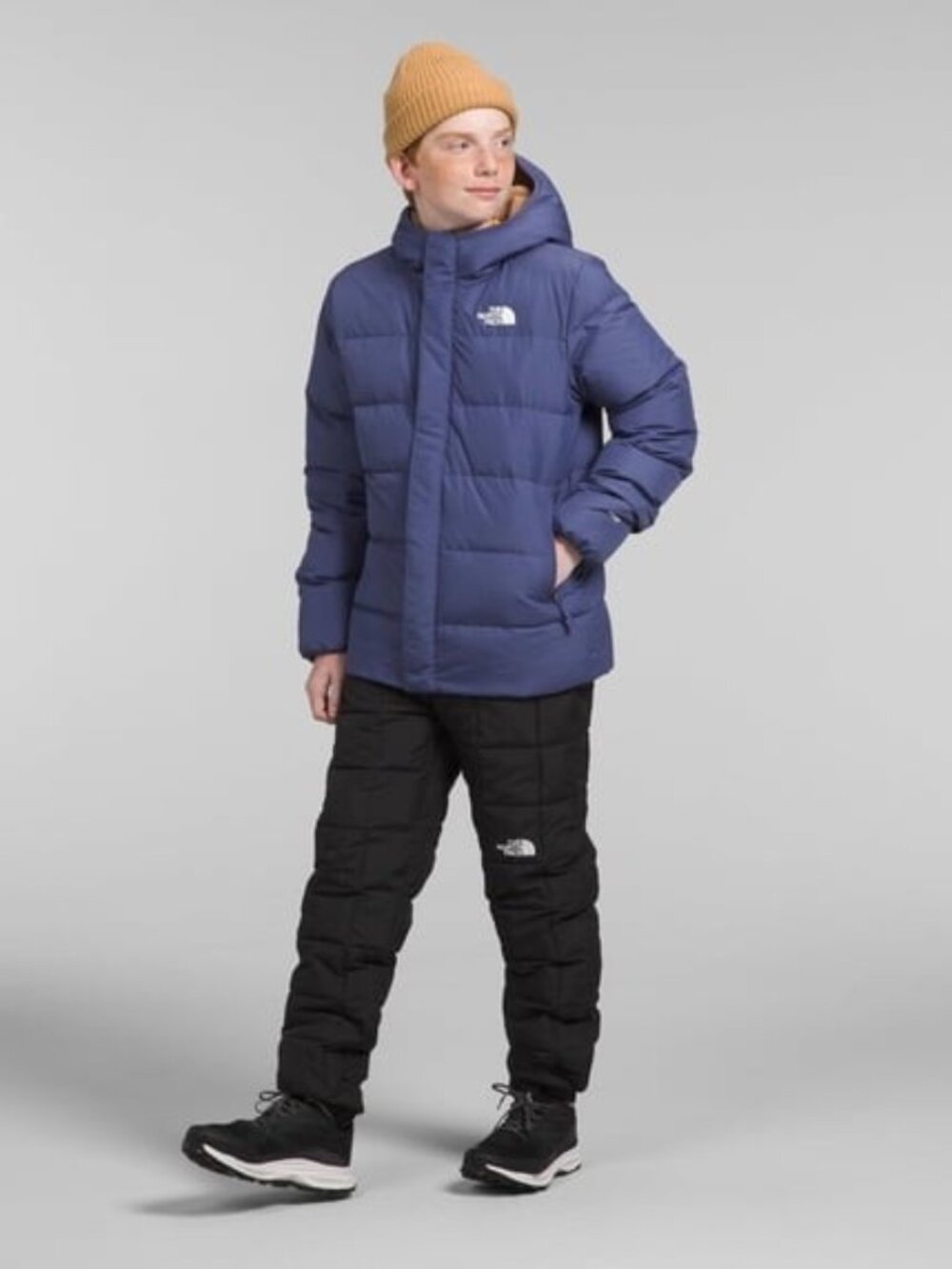 The North Face Blue, Boys Down Fleece lined parka/puffer jacket - Size Med /10